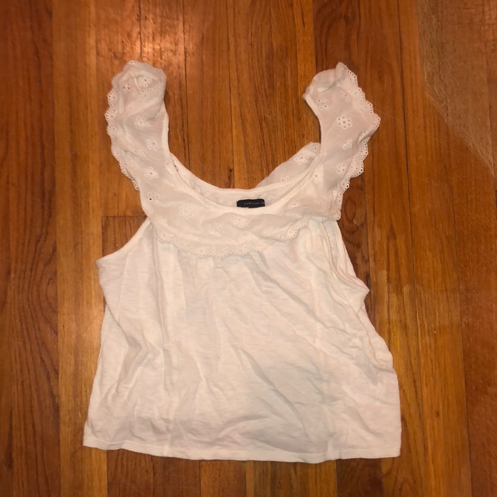 White Ruffle Strap Tank